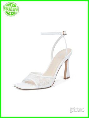 Square Toe Stiletto Mesh Heeled Sandals - Ankle Strap Dress Shoes
